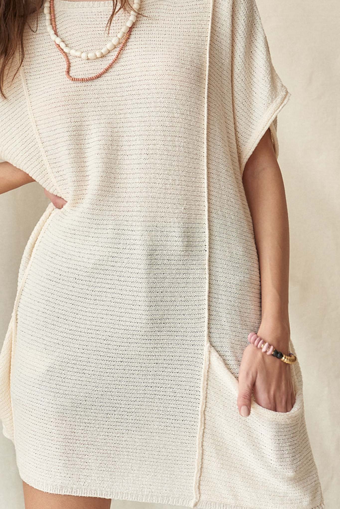 Sweet Serenity Rib-Knit Tunic Pocket Sweater - ShopPromesa