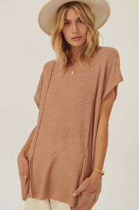 Sweet Serenity Rib-Knit Tunic Pocket Sweater - ShopPromesa