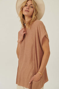 Sweet Serenity Rib-Knit Tunic Pocket Sweater - ShopPromesa