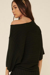 Born Free Exposed-Seam Cropped Rib-Knit Sweater - ShopPromesa