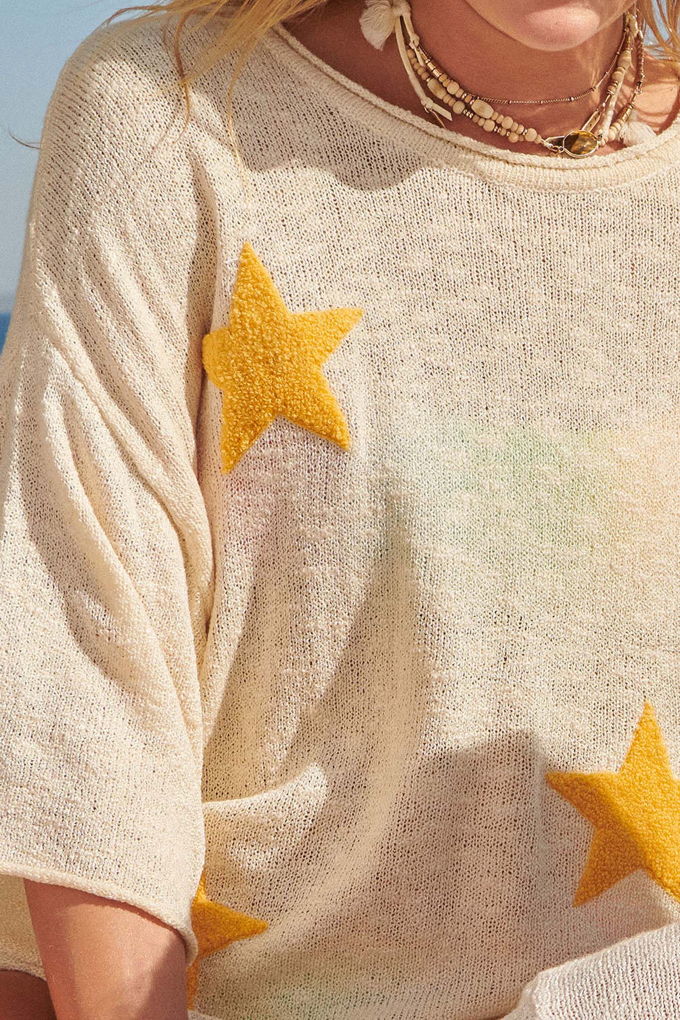 Star Chaser Chenille Applique Graphic Sweater - ShopPromesa