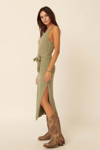 Body Language Belted Halter Sweater Dress - ShopPromesa