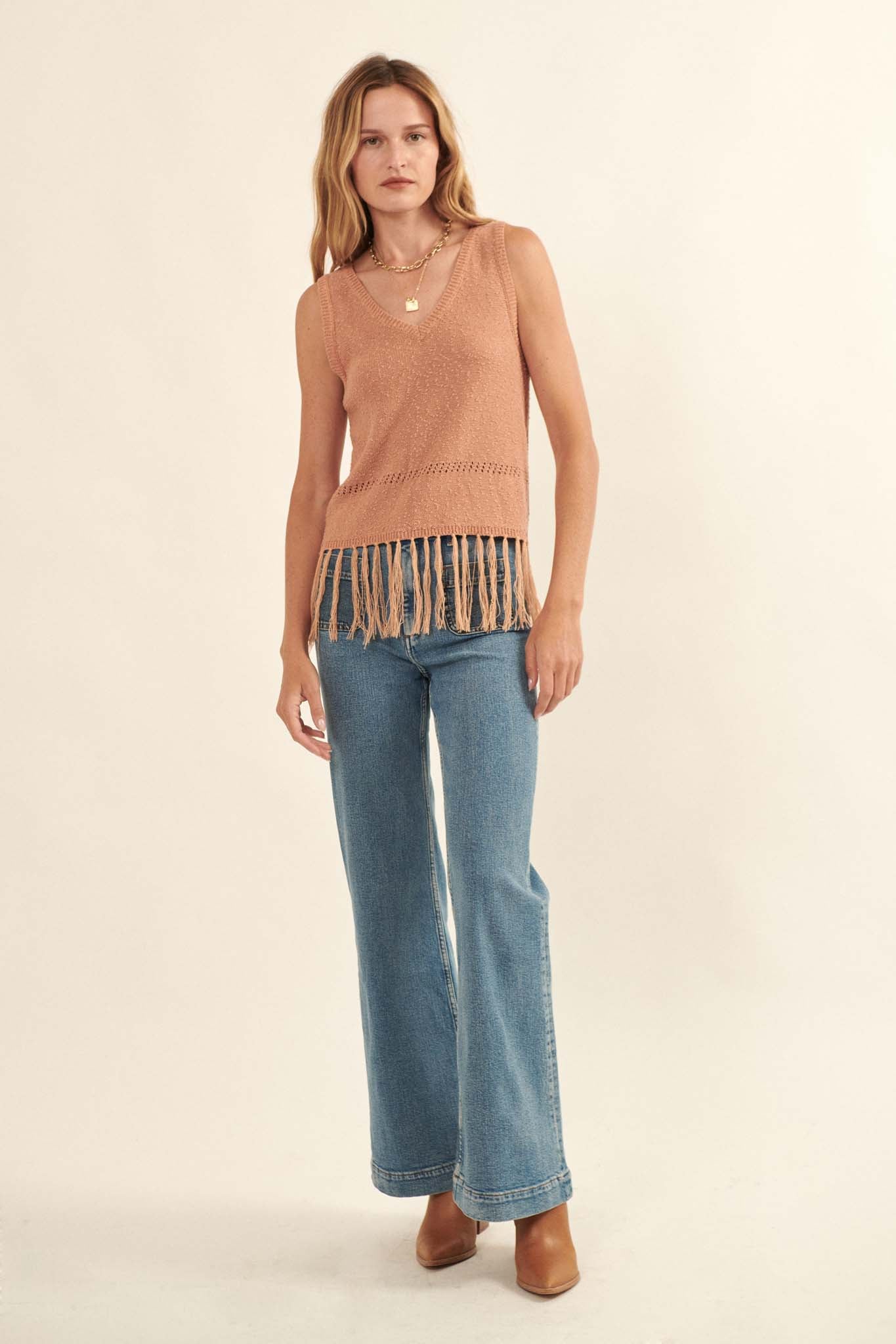 Fringe Festival Tassel-Hem Sweater Tank Top - ShopPromesa