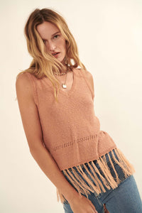 Fringe Festival Tassel-Hem Sweater Tank Top - ShopPromesa