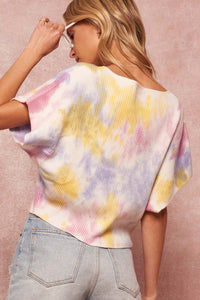 Color Splash Tie-Dye Rib-Knit Cropped Sweater - ShopPromesa