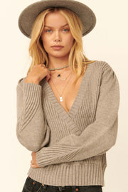 Love Me Sweetly Rib-Knit Surplice Sweater - ShopPromesa