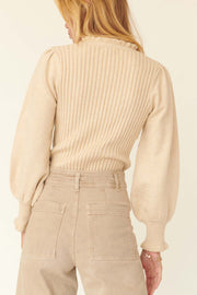 Miss Popular Ruffled Bishop-Sleeve Sweater - ShopPromesa
