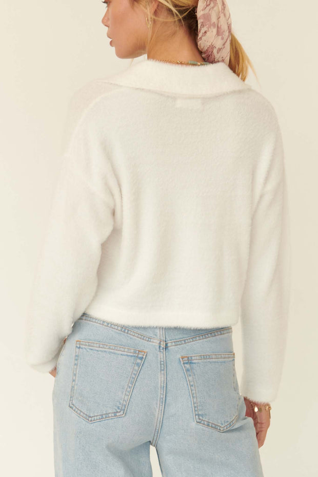 Living Luxe Fuzzy Knit Cropped Cardigan - ShopPromesa