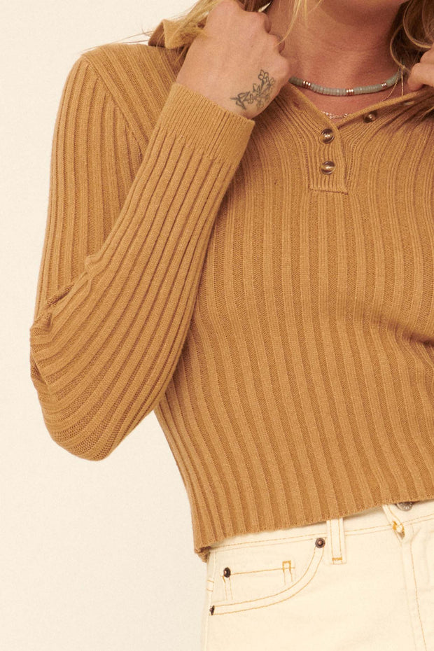 Rustic Living Rib-Knit Polo Sweater - ShopPromesa