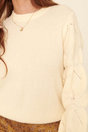 Miracles Happen Rib-Knit Cable-Sleeve Sweater - ShopPromesa