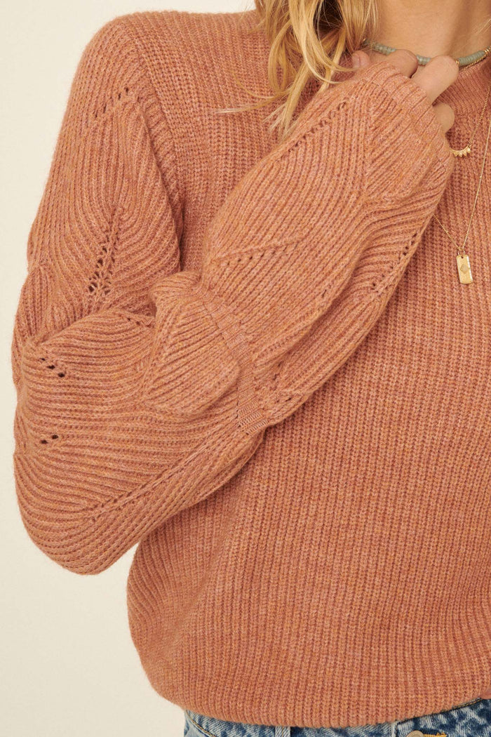 Miracles Happen Rib-Knit Cable-Sleeve Sweater - ShopPromesa