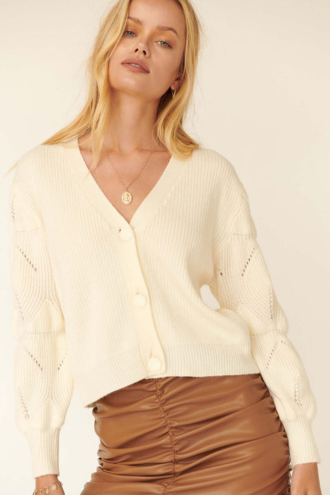 Tranquil Mood Buttoned Cable-Sleeve Cardigan - ShopPromesa