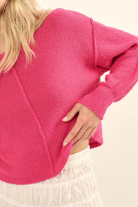 Good to Go Textured Exposed-Seam Sweater - ShopPromesa