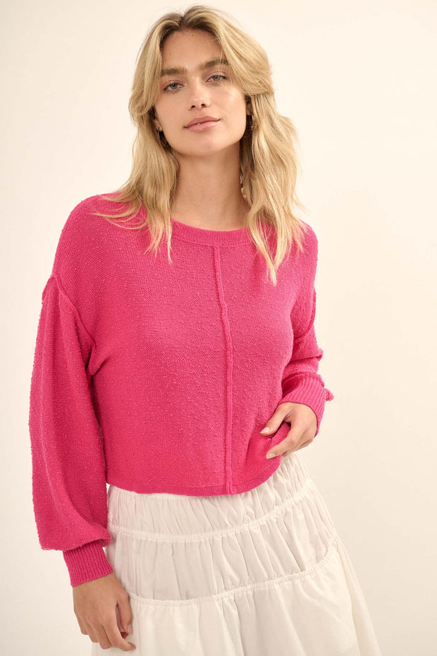 Good to Go Textured Exposed-Seam Sweater - ShopPromesa
