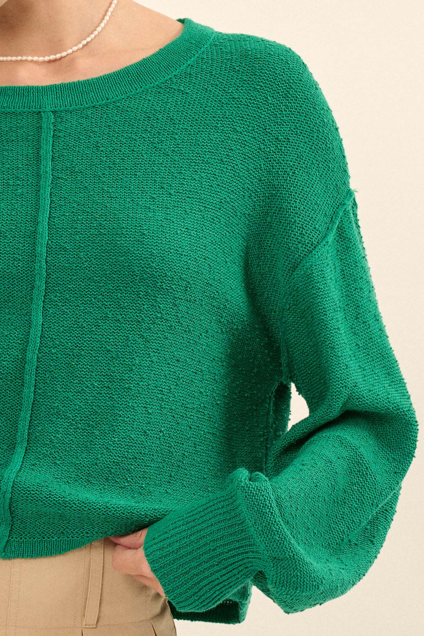 Good to Go Textured Exposed-Seam Sweater - ShopPromesa