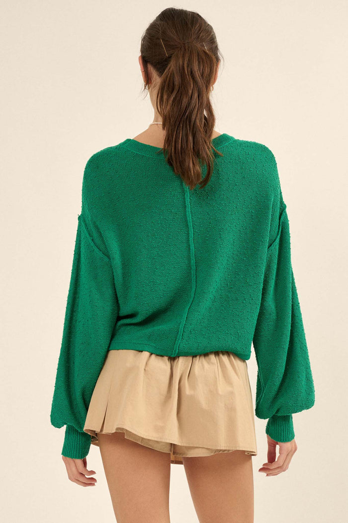 Good to Go Textured Exposed-Seam Sweater - ShopPromesa