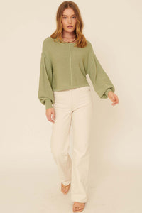 Poetry Reading Textured Bishop-Sleeve Sweater - ShopPromesa