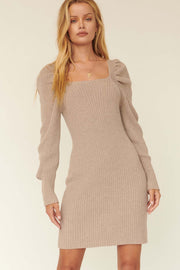 Dainty Dreams Puff-Sleeve Mini Sweater Dress - ShopPromesa