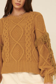Winter Whisper Cable Knit Fringe Sweater - ShopPromesa