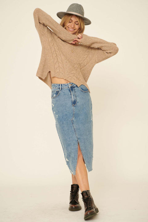 Idle Thoughts Oversize Cable Knit Sweater - ShopPromesa