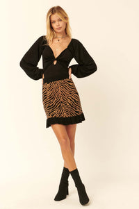 Safari Party Tiger Sweater Mini Skirt - ShopPromesa