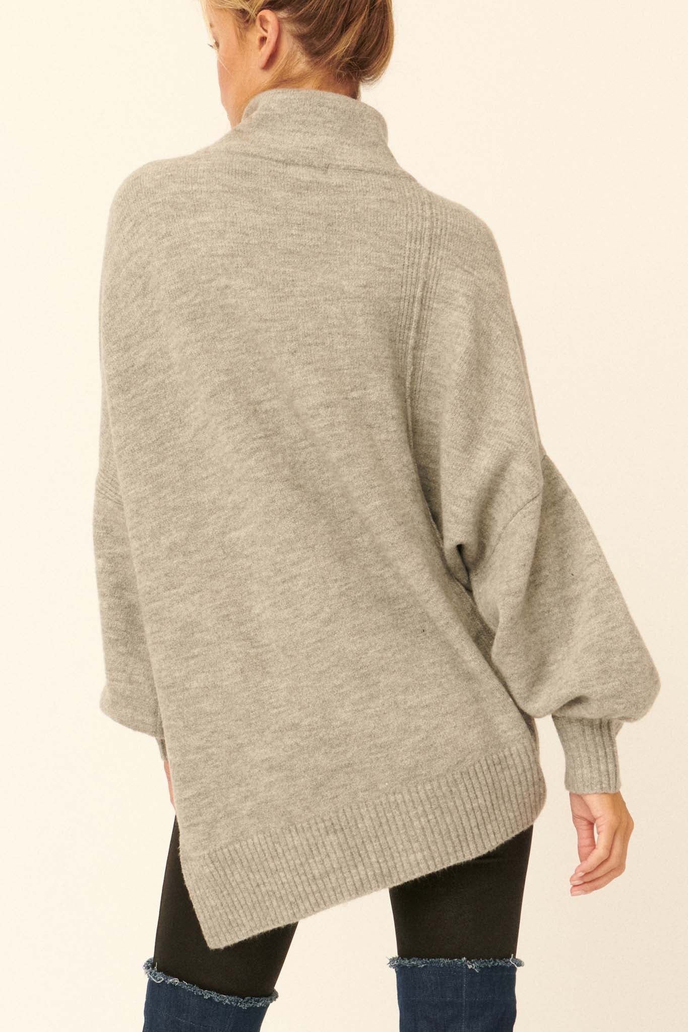 High Art Asymmetrical Funnel Neck Sweater - ShopPromesa