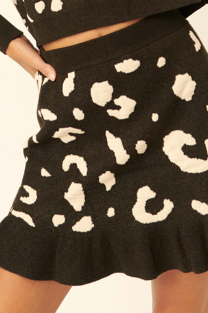 Running Wild Ruffled Animal-Print Sweater Skirt - ShopPromesa