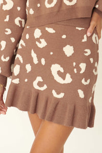 Running Wild Ruffled Animal-Print Sweater Skirt - ShopPromesa