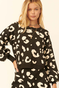 Wild Life Animal-Print Bishop-Sleeve Sweater - ShopPromesa