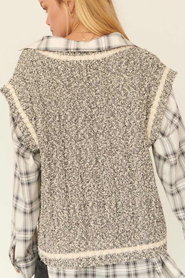 Creature Comforts Knit Two-Tone Sweater Vest - ShopPromesa