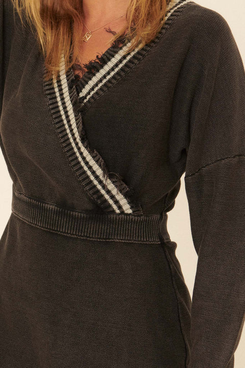 Match Point Distressed Varsity Sweater Dress - ShopPromesa
