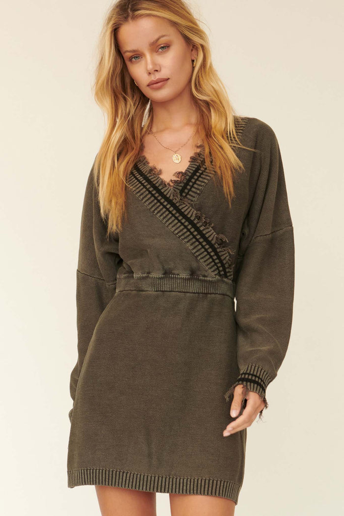 Match Point Distressed Varsity Sweater Dress - ShopPromesa