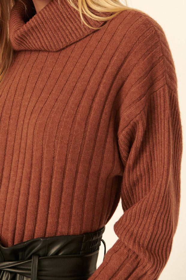 City Slicker Distressed Cowl Neck Sweater - ShopPromesa