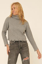 City Slicker Distressed Cowl Neck Sweater - ShopPromesa
