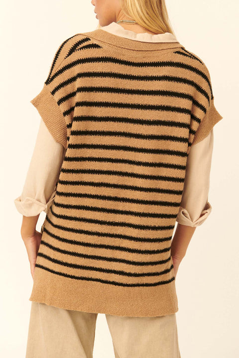 Pop Quiz Oversized Striped Sweater Vest - ShopPromesa
