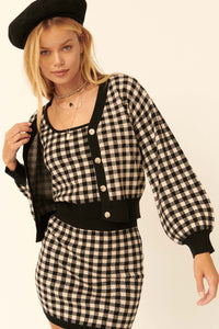 Town and Country Plaid Knit Cardigan - ShopPromesa