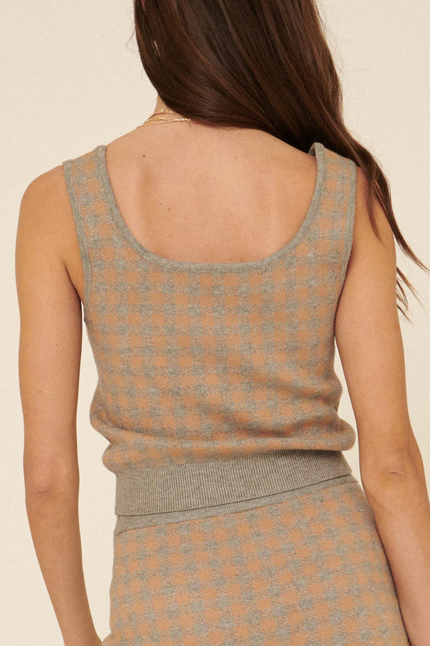 Posh Life Plaid Knit Sweater Tank Top - ShopPromesa