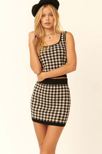 Night On The Town Plaid Knit Mini Skirt - ShopPromesa