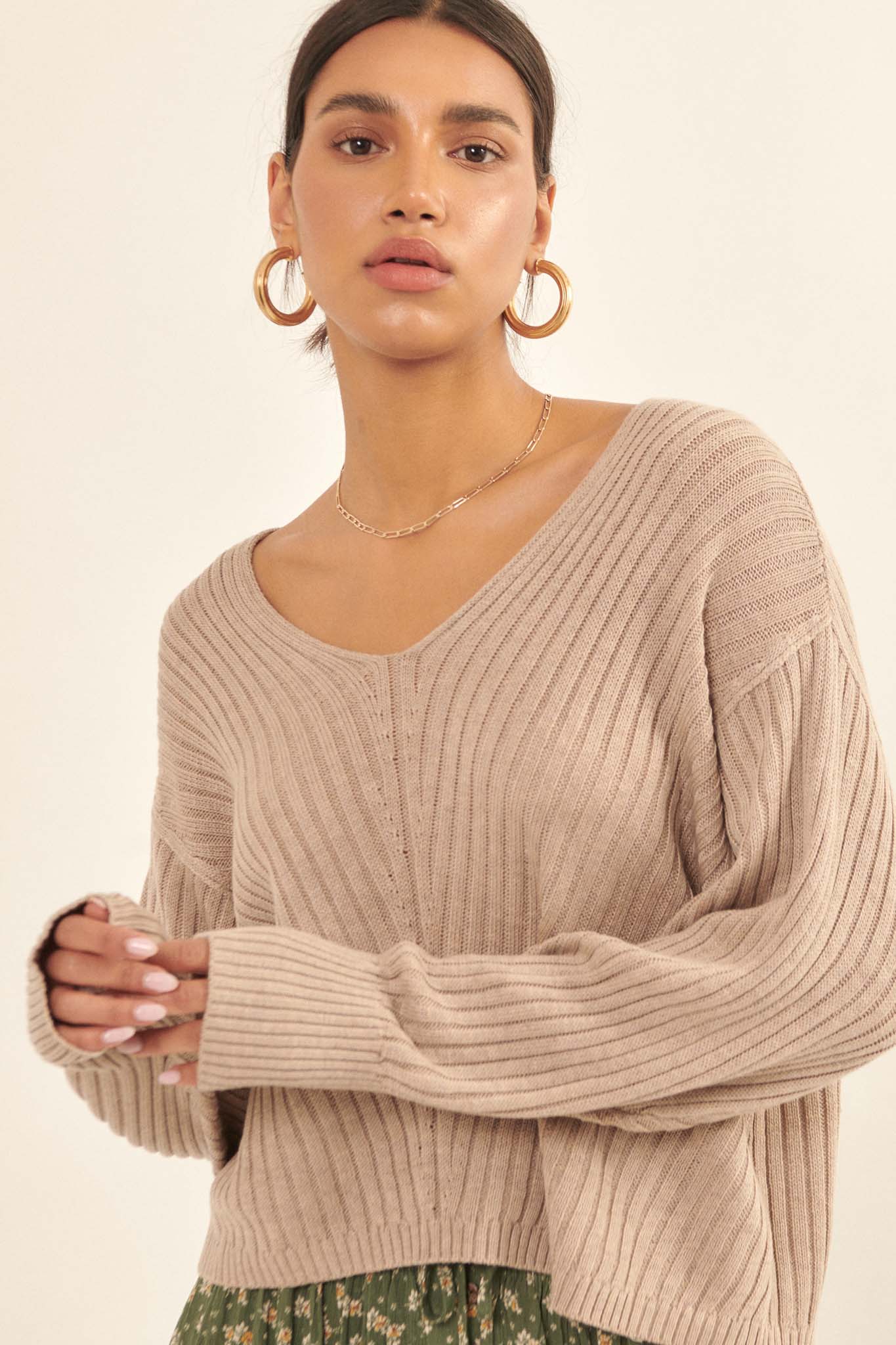 Easy Breezy Oversized Rib-Knit Sweater - ShopPromesa