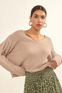 Easy Breezy Oversized Rib-Knit Sweater - ShopPromesa