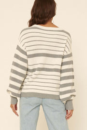 Front of the Line Striped Rib-Knit Sweater - ShopPromesa