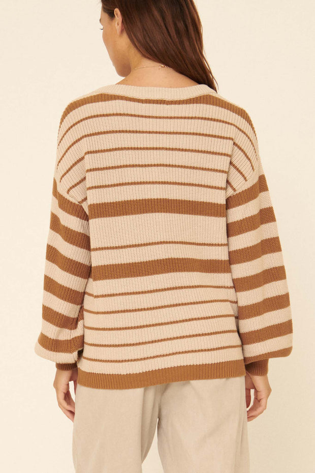 Front of the Line Striped Rib-Knit Sweater - ShopPromesa
