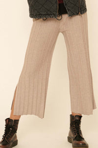 Day Tripper Ribbed Split-Leg Sweater Pants - ShopPromesa