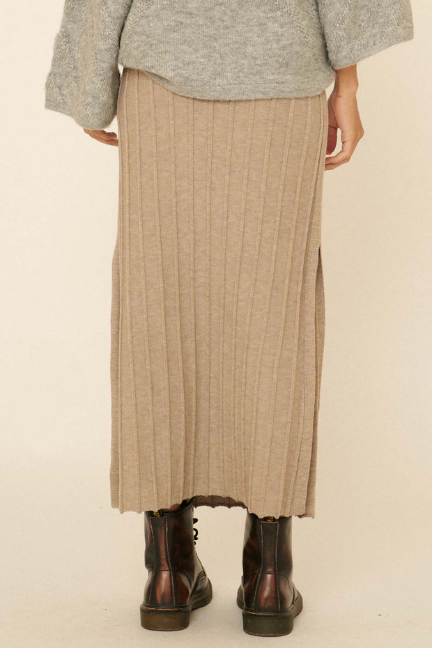 Simple Pleasures Rib-Knit Midi Skirt - ShopPromesa