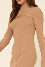 Bond Girl Rib-Knit Cutout Sweater Dress - ShopPromesa