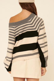 Outside the Lines Striped Exposed-Seam Sweater - ShopPromesa