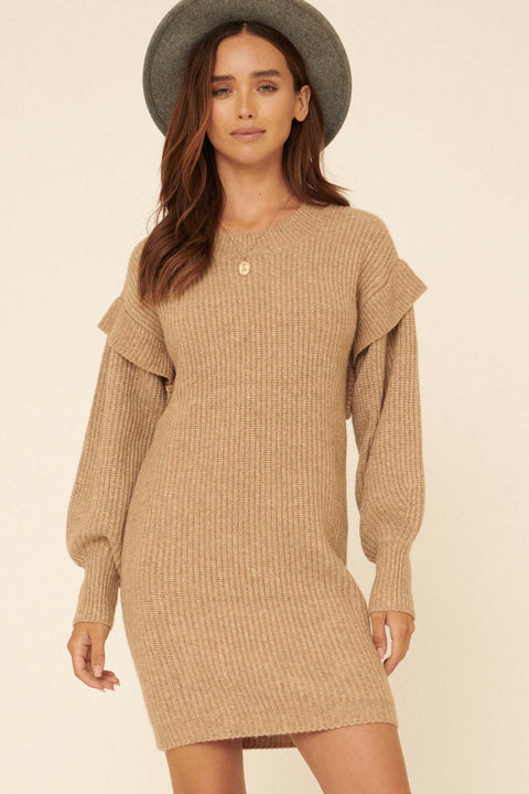 Natural Beauty Rib-Knit Mini Sweater Dress - ShopPromesa