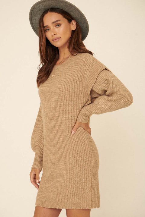 Natural Beauty Rib-Knit Mini Sweater Dress - ShopPromesa