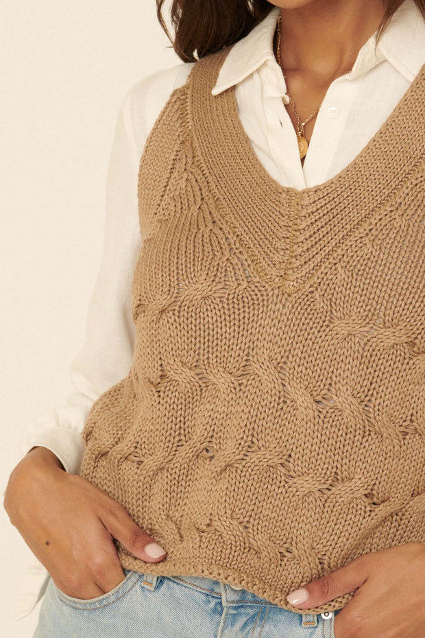 Hard Days Night Cable Knit Sweater Vest - ShopPromesa