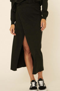 Simply Chic Wrap Midi Sweater Skirt - ShopPromesa